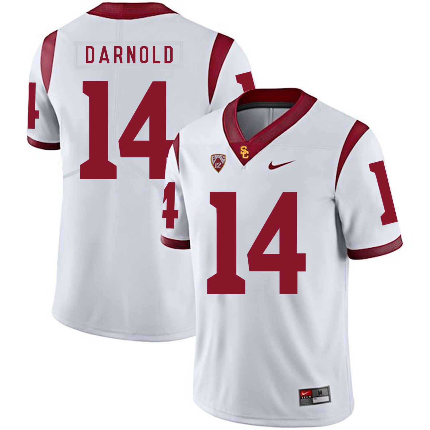 Men USC Trojans #14 Darnold White Customized NCAA Jerseys